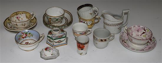 A group of 19th century continental tea wares and other ceramics